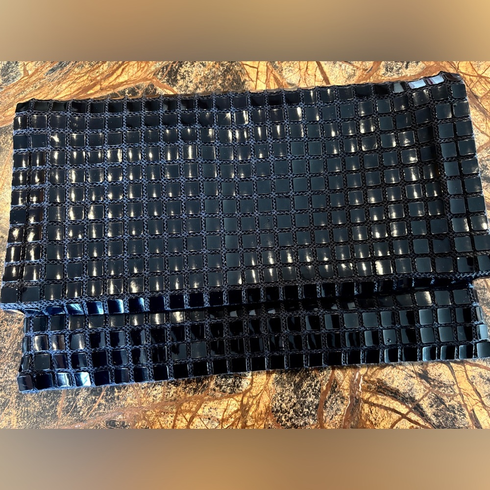Vintage 1950s Lumured Elegant Black Tiled Clutch